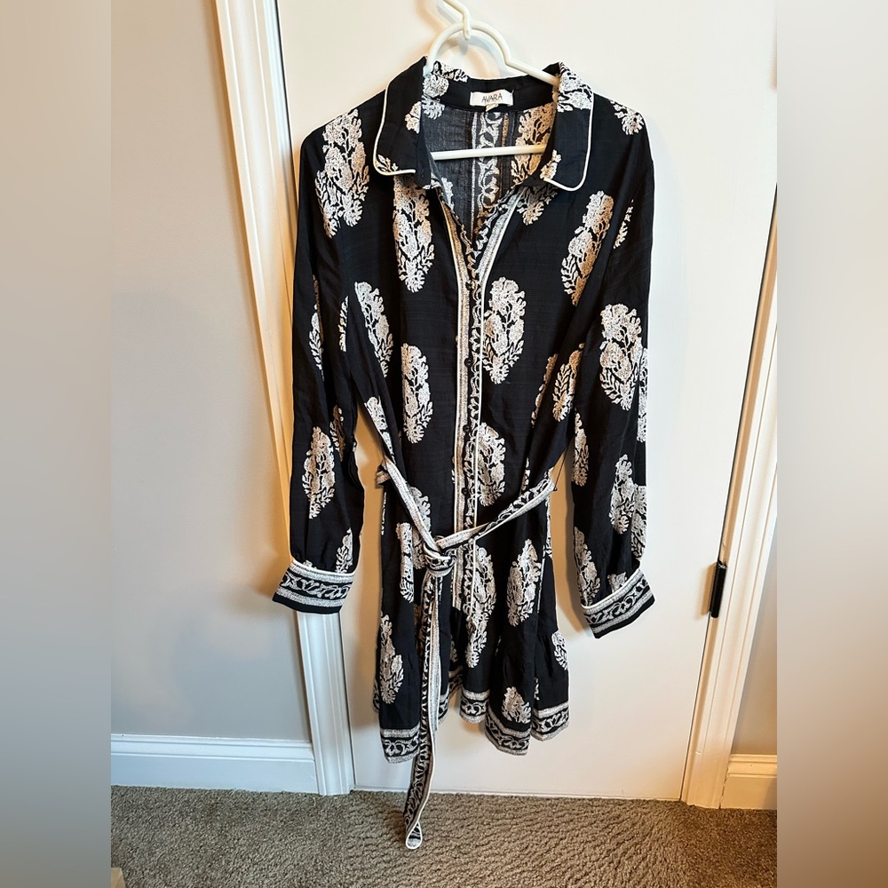 AVARA Black and White Floral Women's Mini Dress XL